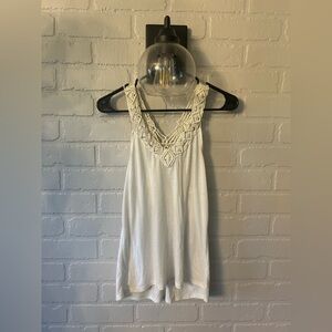 American Eagle Outfitters Cream Crochet Tank Top
